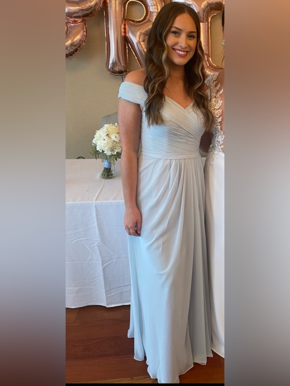 Azazie Audrianna Light Blue Bridesmaid Dress (size 6)